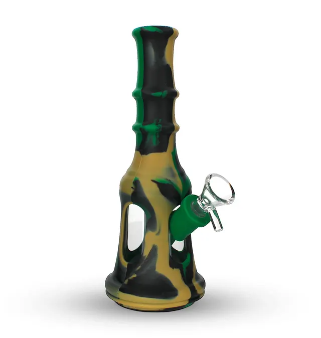  Army Green Liberty Bell Hybrid Glass Silicone Bong