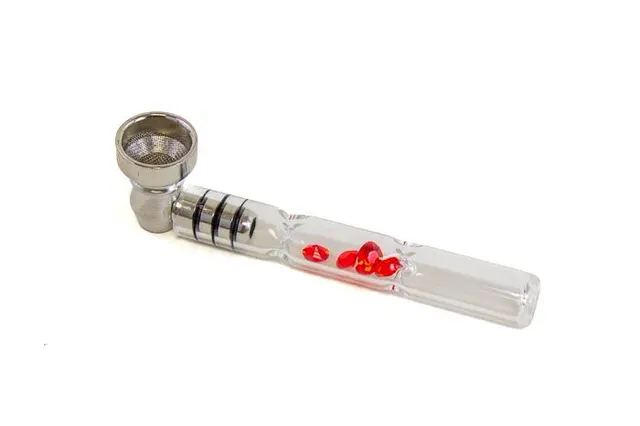 Faux Gemstone Glass Pipe w/ Metal Bowl