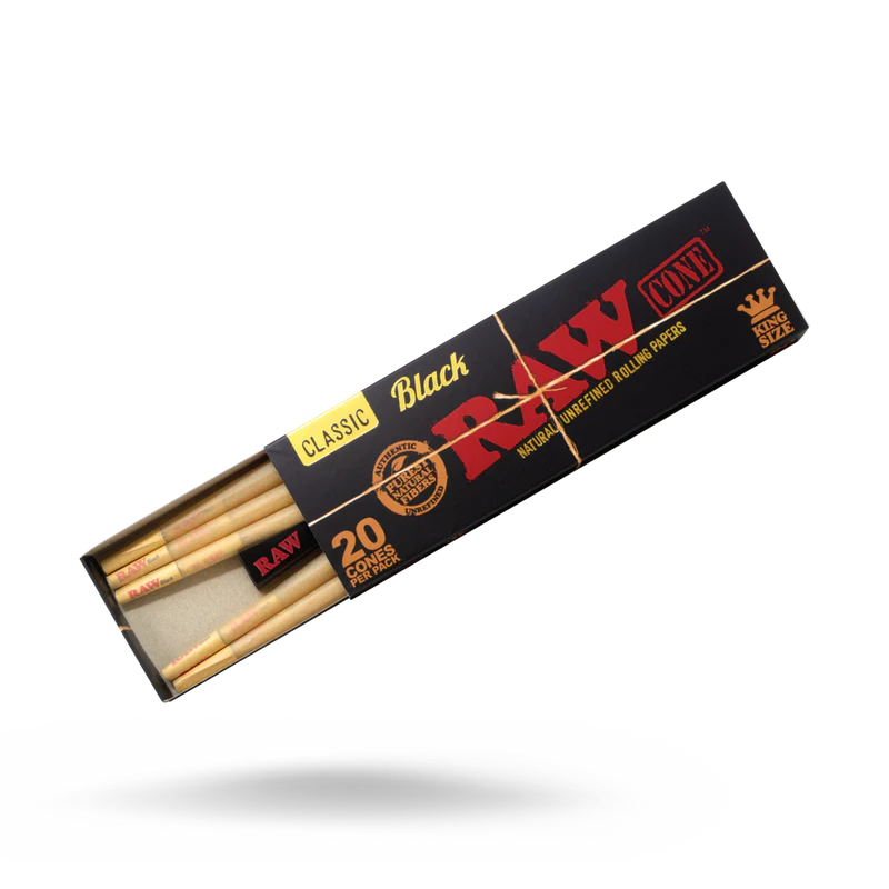 RAW Classic Black Cones - 20 Pack KING SIZE