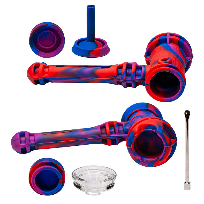 Silicone Hammer Bubbler with Glass Bowl, Dabber and Wax Container