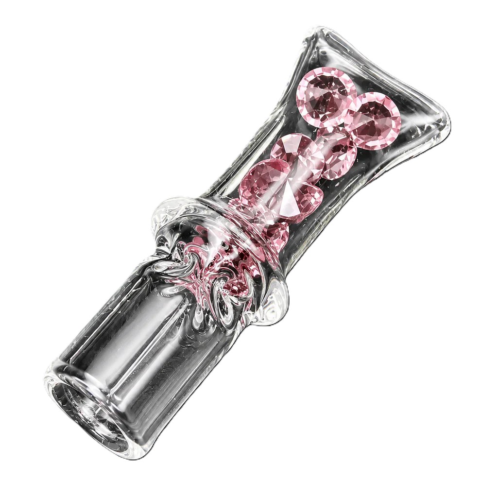 Mini Diamond Glass One Hitter Pipe – 1.8 Inch Pocket Chillum with Crystal Design