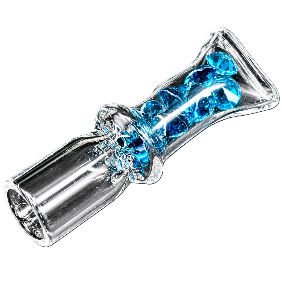 Mini Diamond Glass One Hitter Pipe – 1.8 Inch Pocket Chillum with Crystal Design