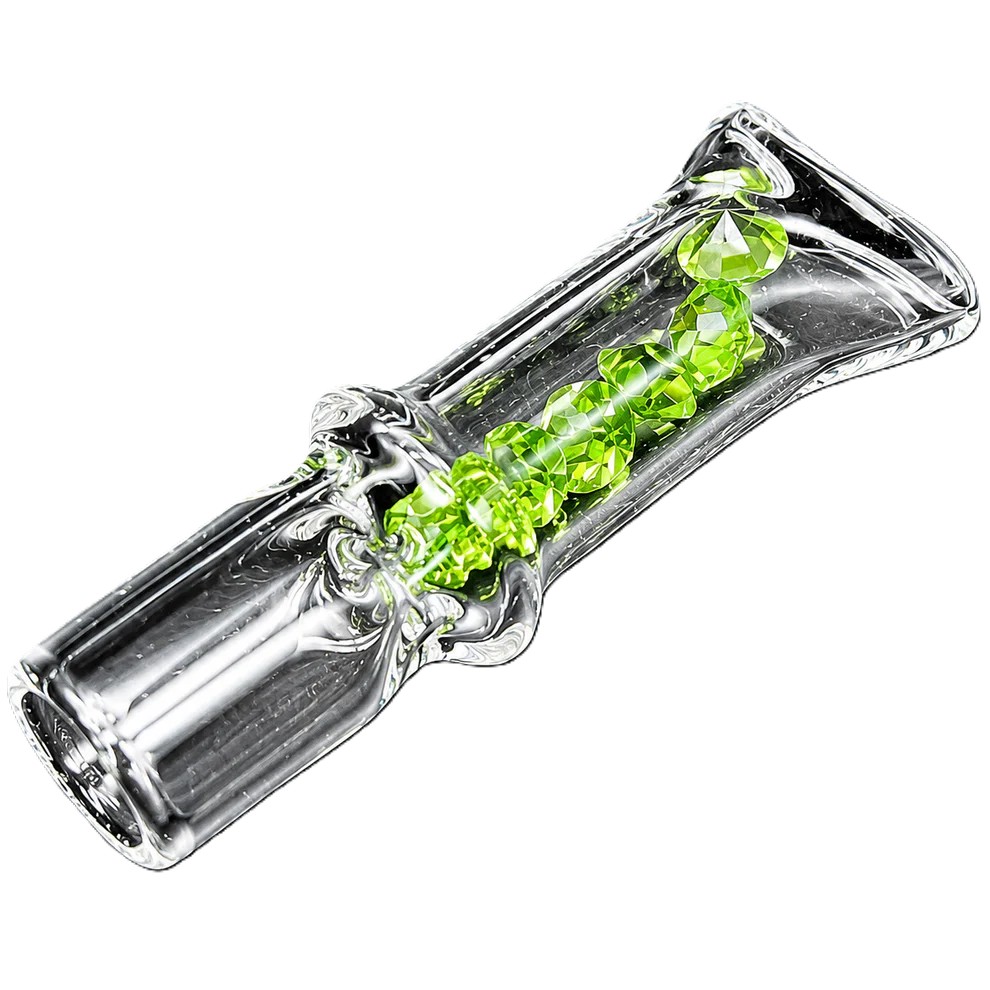 Mini Diamond Glass One Hitter Pipe – 1.8 Inch Pocket Chillum with Crystal Design