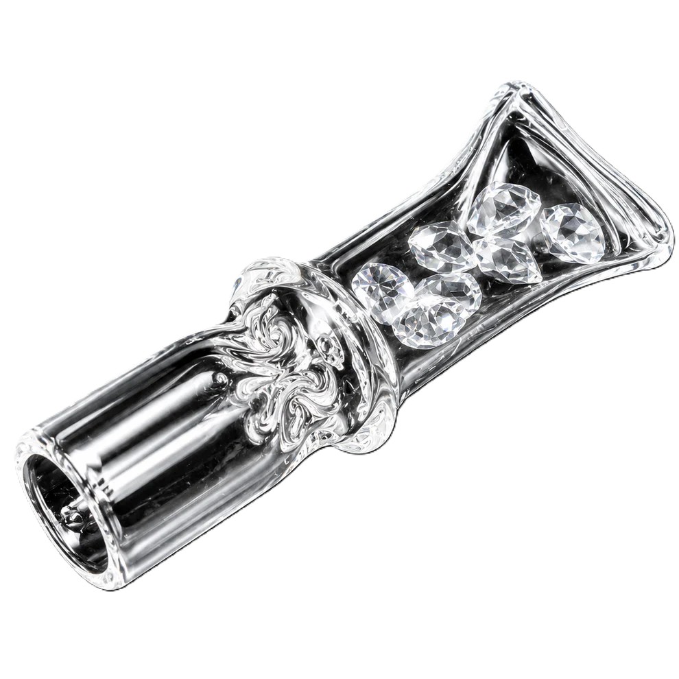 Mini Diamond Glass One Hitter Pipe – 1.8 Inch Pocket Chillum with Crystal Design
